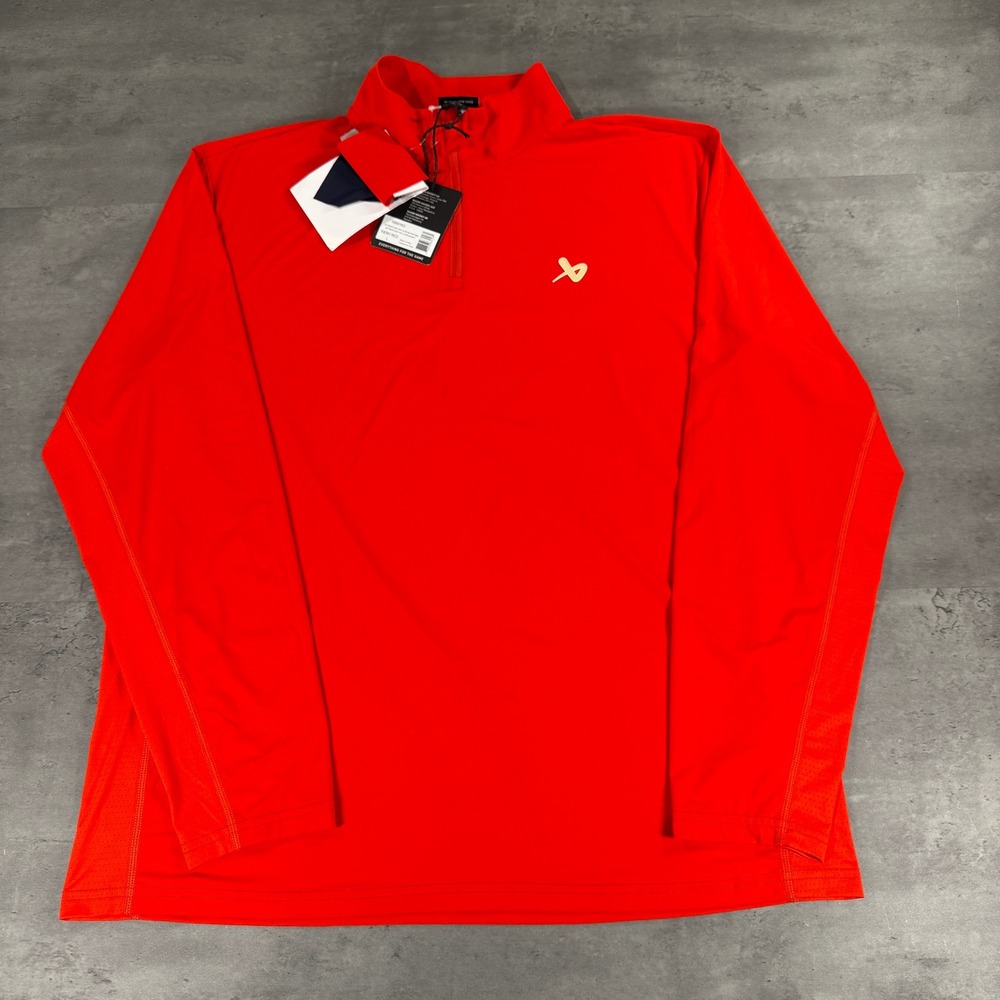 Bauer Golf Pullover Mens L 1/4 Zip Fiery Red Performance Golf SAMPLE 2027